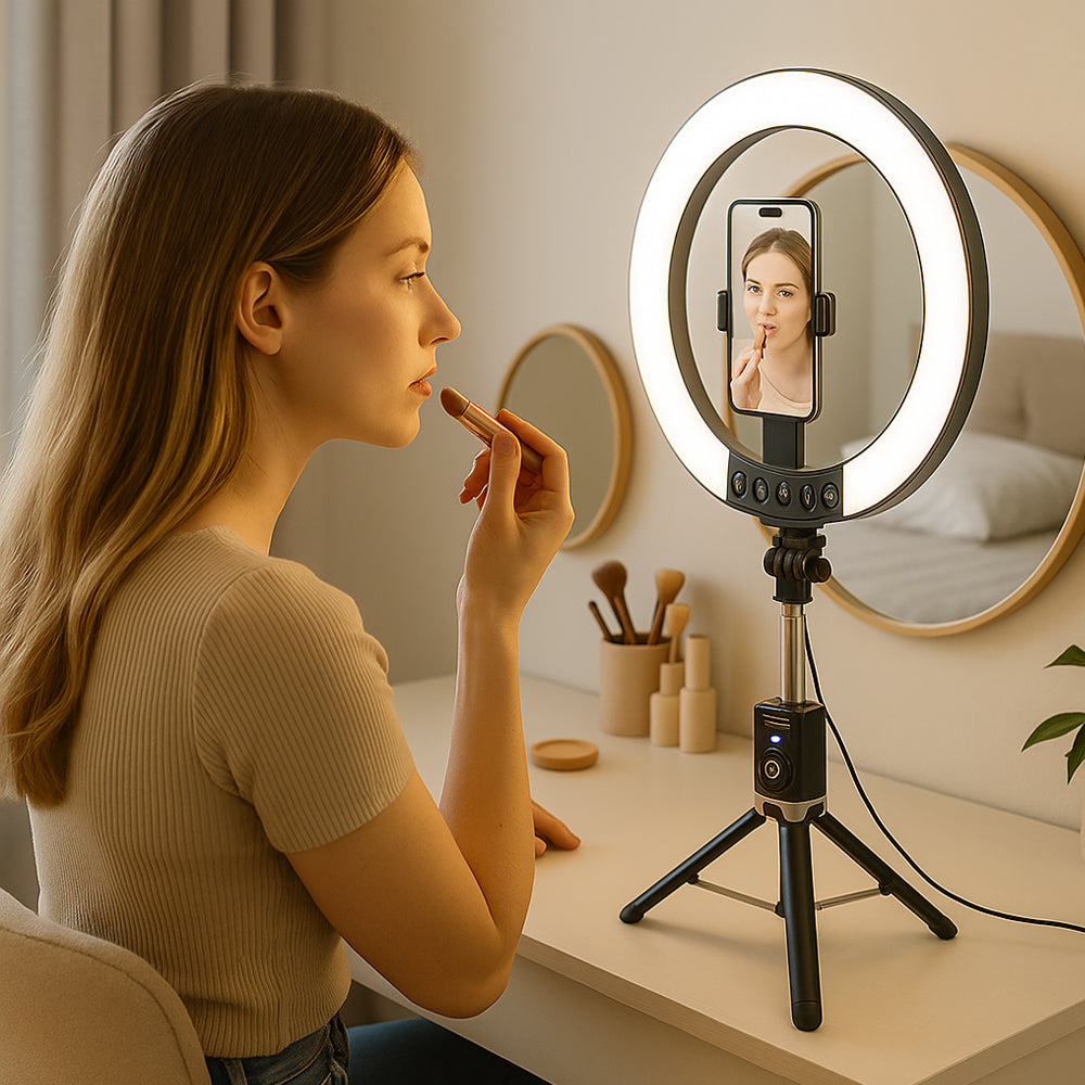Ring Light med Fjernkontroll & Stativ – 3 Fargetemperaturer – P220-Q | Luvikno