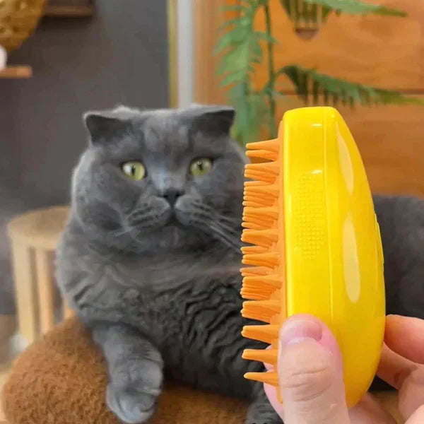 Luvikno | Luksus Katt Pelspleiebørste med Dampteknologi for Avslappet Grooming og Glansfull Pels – Myke Bustehår, Lett å Rengjøre