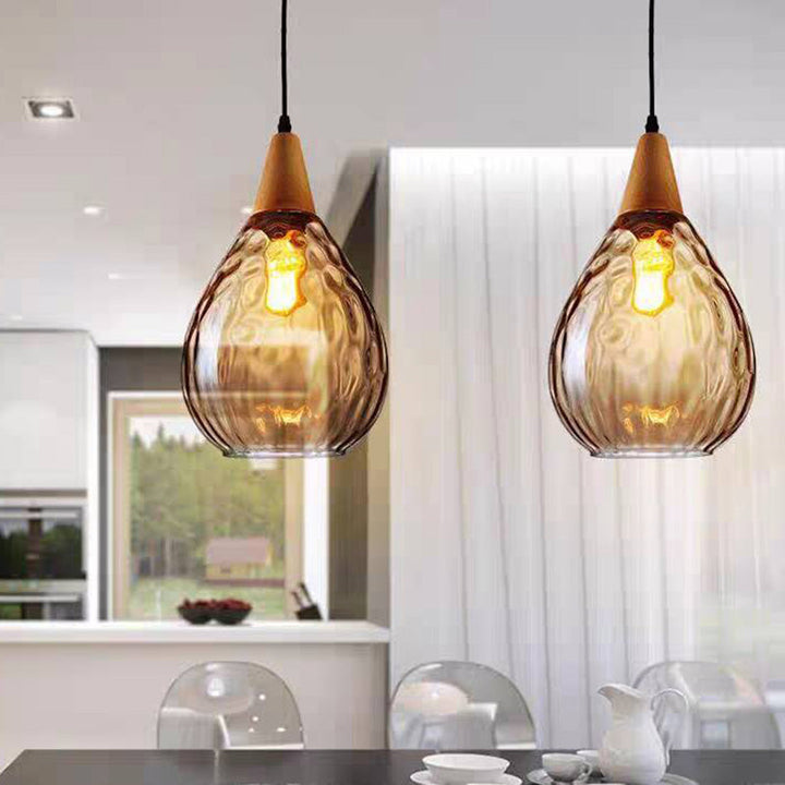 Vintage Tear Drop Glass Pendant Ceiling Light for Dining Room | Luvikno