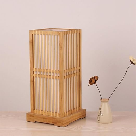 Tatami Japansk Nattbordlampe med Tre Bamboo Skjerm | Luvikno