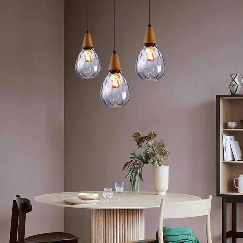 Vintage Tear Drop Glass Pendant Ceiling Light for Dining Room | Luvikno