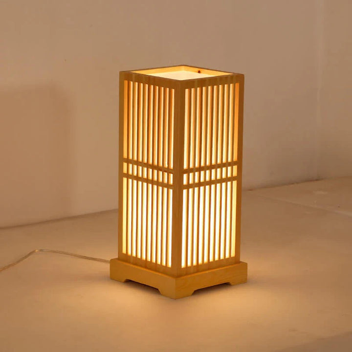 Tatami Japansk Nattbordlampe med Tre Bamboo Skjerm | Luvikno