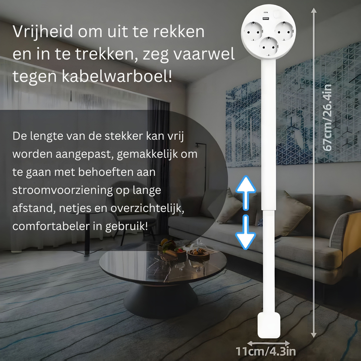 Luvikno | Uttrekksbar Veggkontaktarm – Fleksibel strømkilde med USB og rotasjon