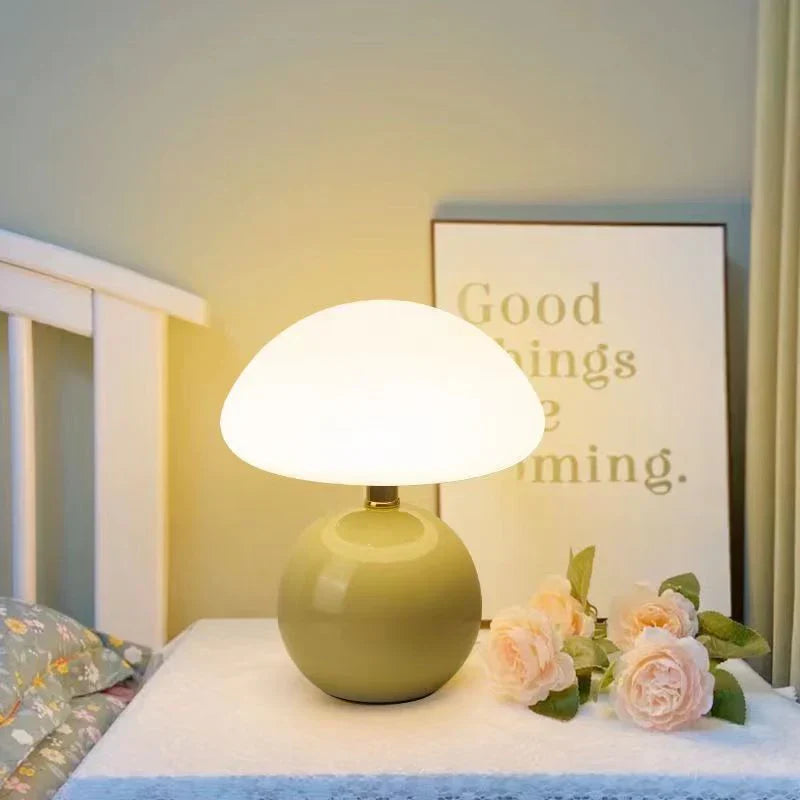 Luvikno | Krem Sopp Lampe - Fransk Vintage Lampe