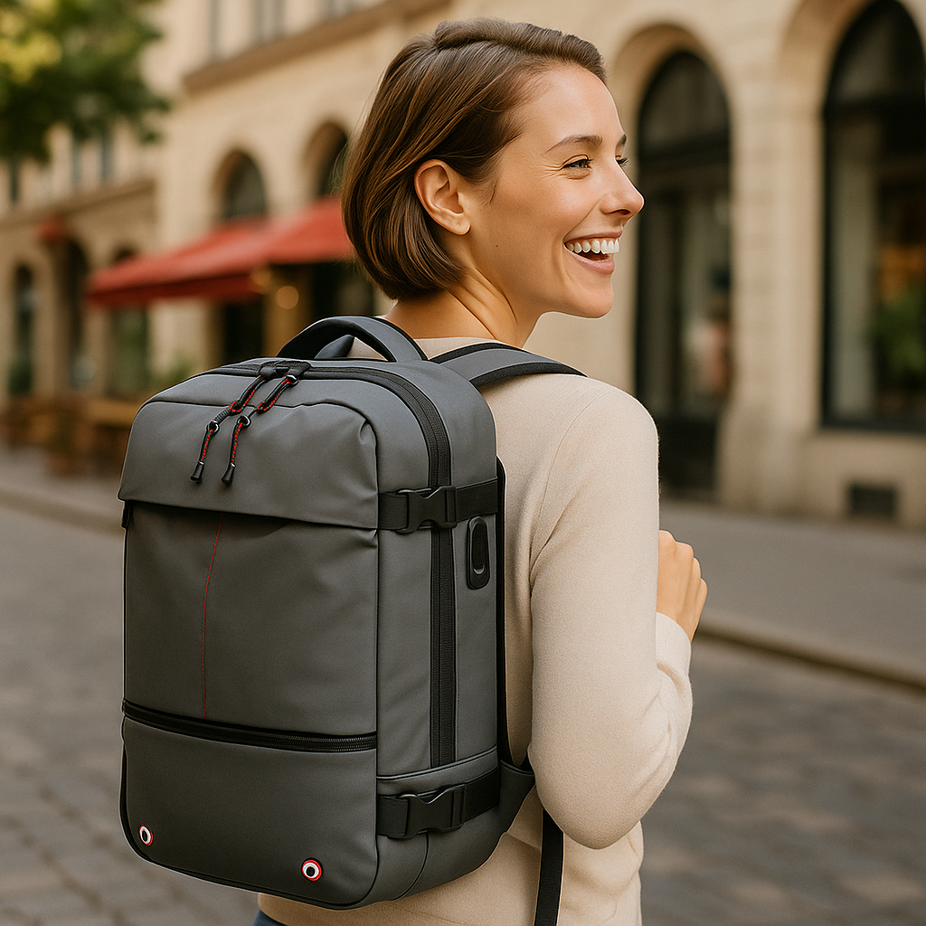 Packlite Slim – Vanntett kompresjonsryggsekk med USB-tilkobling for håndbagasje | Luvikno