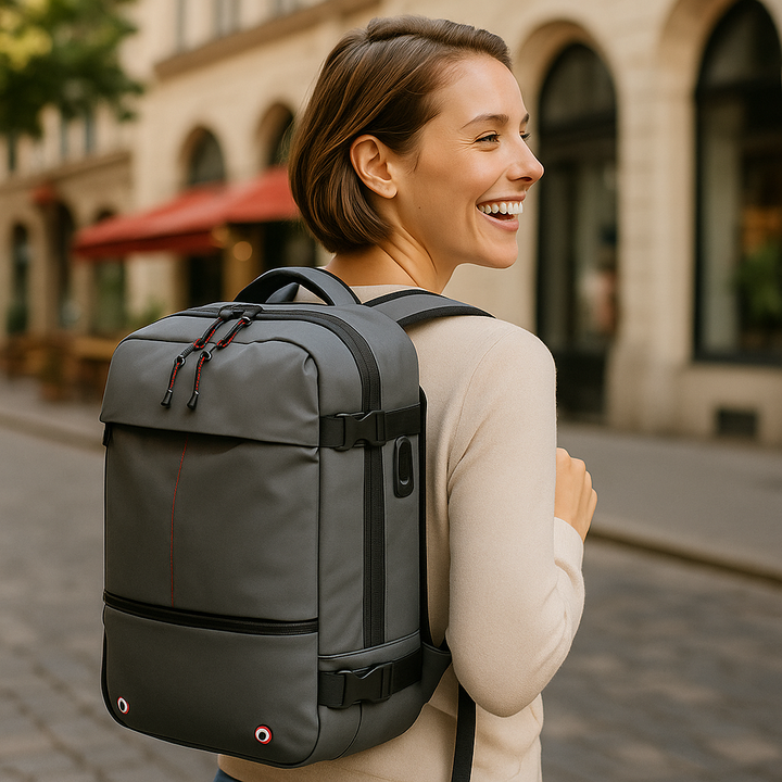Packlite Slim – Vanntett kompresjonsryggsekk med USB-tilkobling for håndbagasje | Luvikno