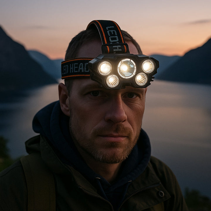 Hodelykt 300 Lumen 180° justerbar vinkel – 4 lysmoduser | Luvikno