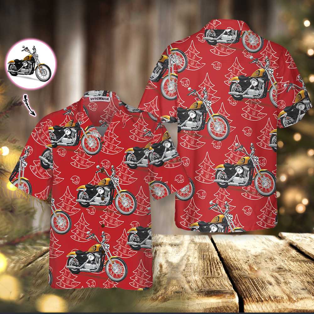 Luvik | Räätälöity hawaiipaita moottoripyörä jouluna, hauska joululahja motoristeille
