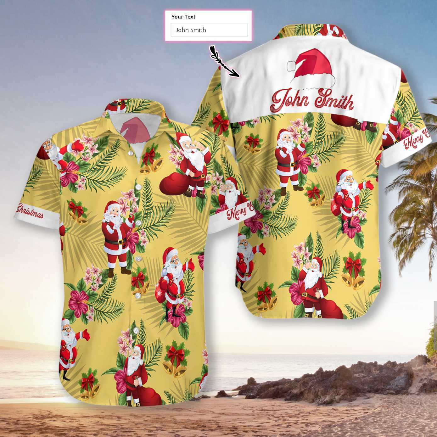 Luvik | Personoitu hawaijipaita nimellä Hyvää Joulua Joulupukki