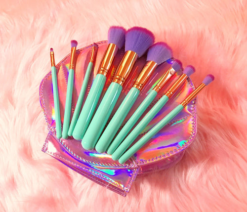 Mermaid Makeup Brushes - 10 Delt sett | Luvikno