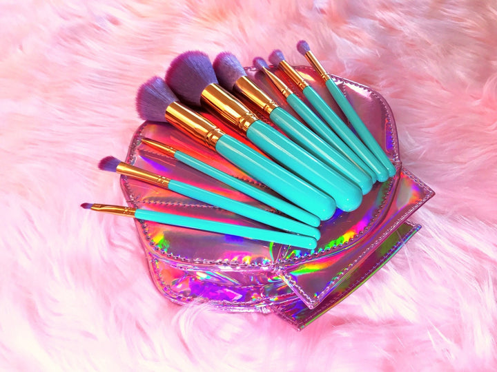 Mermaid Makeup Brushes - 10 Delt sett | Luvikno