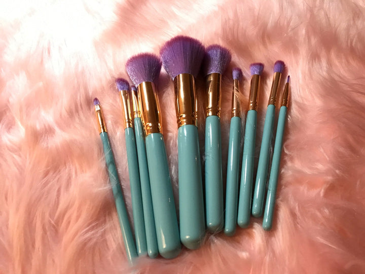 Mermaid Makeup Brushes - 10 Delt sett | Luvikno
