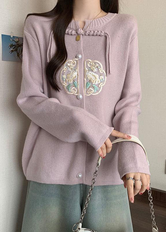 Luvik | Neuletakki Nappi Pompomi Brodeerattu