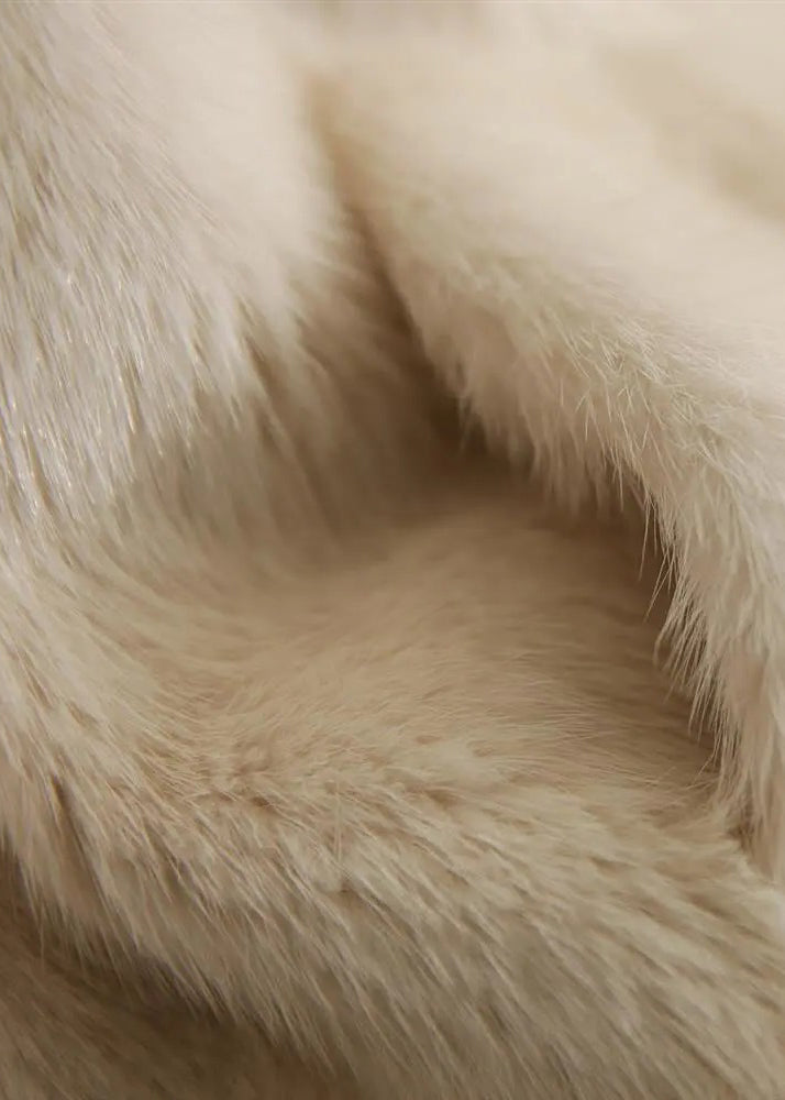 Luvik | Farge Beige V-hals Ruiskeet pels Lange ermer