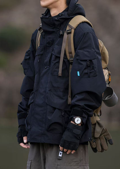 Luvik | Koko Huppu Musta Tasku Puuvilla Takit Miehille