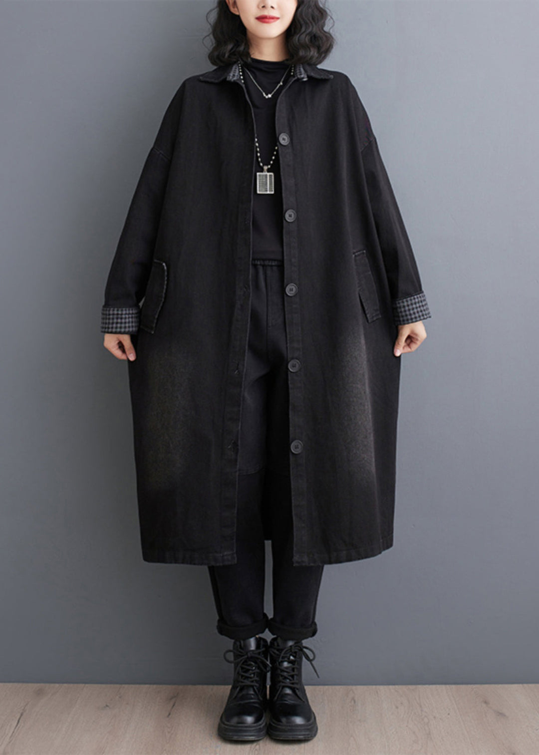 Luvik | Størrelse Sort Vesker Puslespill Denim Trenchcoats