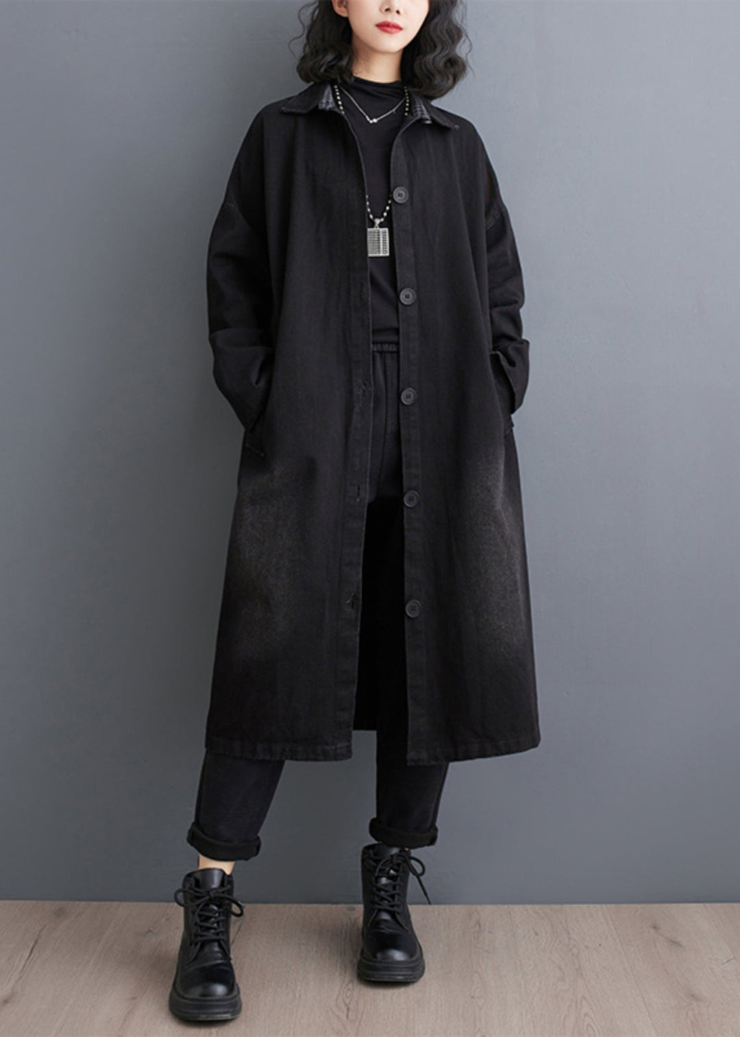 Luvik | Størrelse Sort Vesker Puslespill Denim Trenchcoats