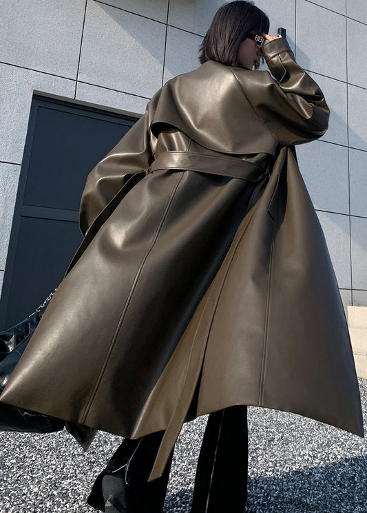 Luvik | Koko Musta-Vihreä Solmittava vyö Keinotekoinen nahka Lämpimät fleece-takit Talvi