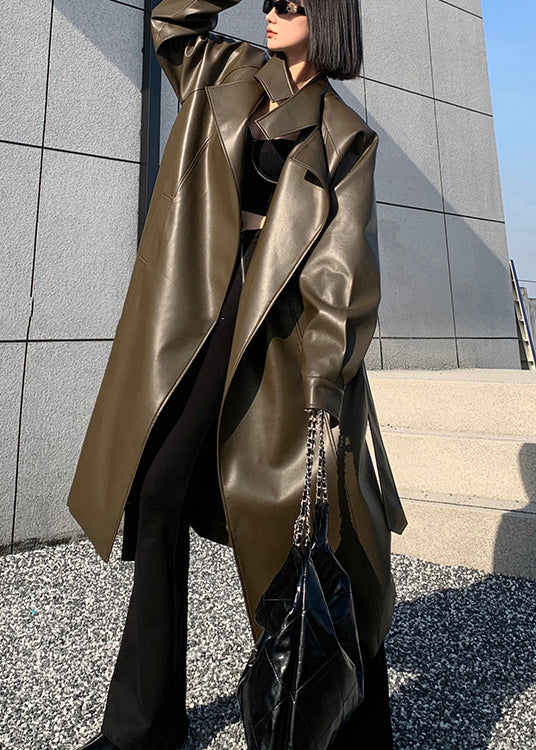 Luvik | Koko Musta-Vihreä Solmittava vyö Keinotekoinen nahka Lämpimät fleece-takit Talvi