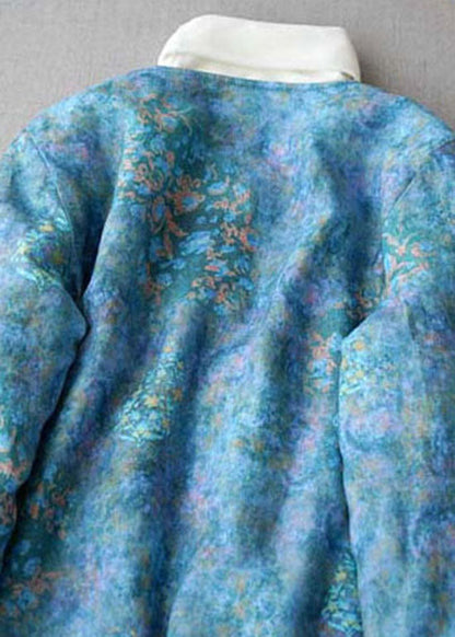 Luvik | V-kokoinen sininen takki nappien kanssa V-aukoilla hienosta puuvillasta vuorattu talvi