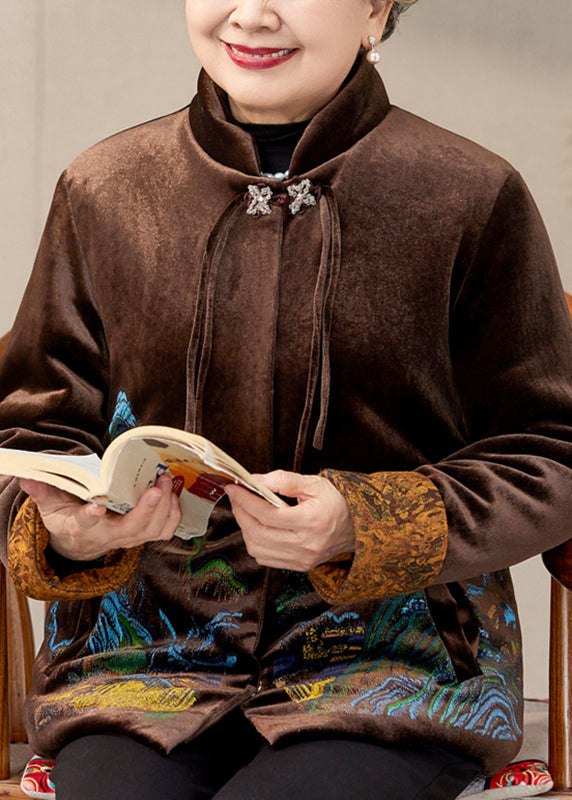 Luvik | Kaksi Kahvia Tulostettu Laukut Silkkiveluurit Kylmät Takit