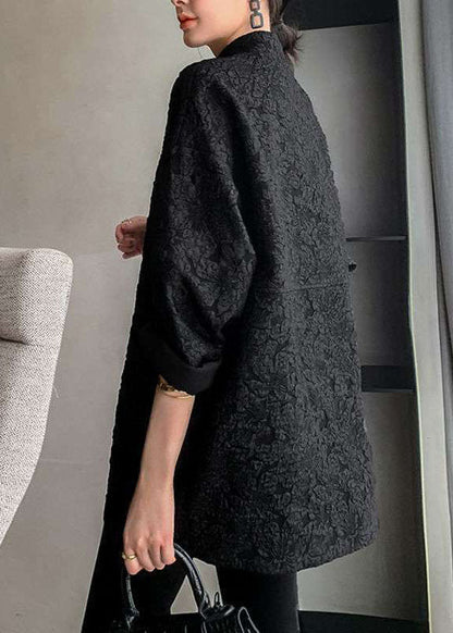 Luvik | Koko Ohut musta painettu takki