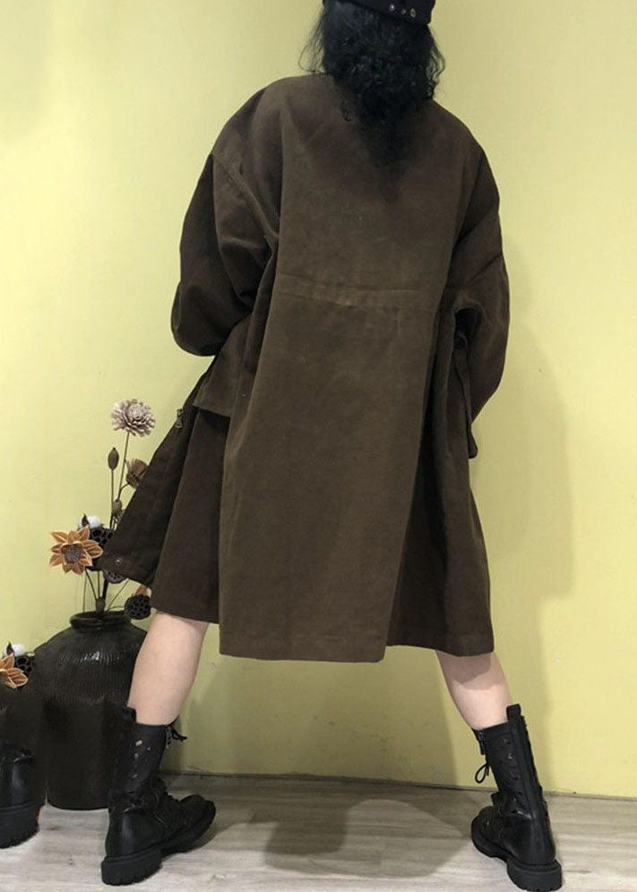 Luvik | Vyötärö Vihreä Korkea Kaulus Vetoketjullisilla Taskuilla Trenssitakit