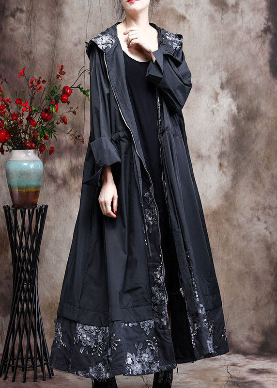 Luvik | Størrelse Jakker patchwork-svart trenchcoat med hette