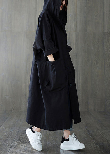 Luvik | Vyö Khaki Patches Napilla Pitkä Takki Trench Huputtu