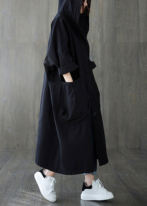 Luvik | Belte Khaki Patcher Med Knapper Lang Jakke Trench Med Hette