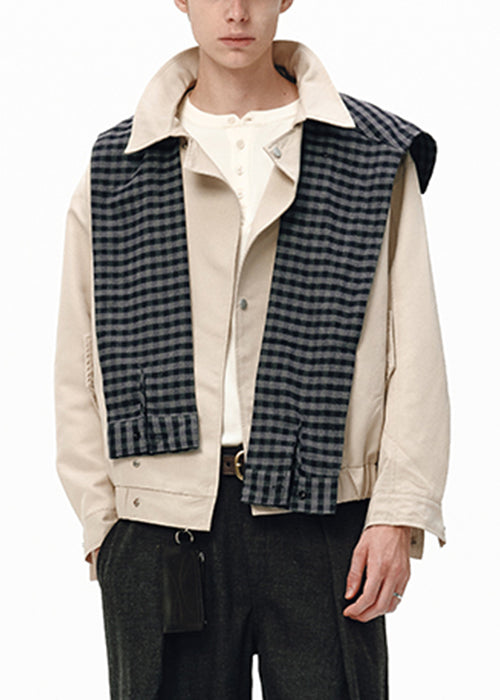 Luvik | Koko Vihreä Ruudullinen Irrotettava Palahtavilla Puuvilla Miehille Takit