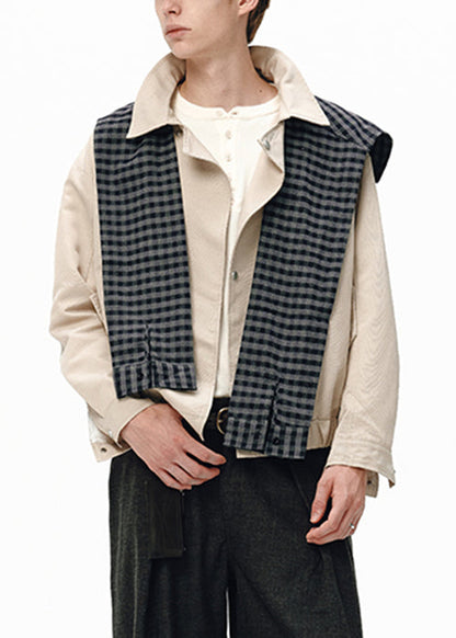 Luvik | Koko Vihreä Ruudullinen Irrotettava Palahtavilla Puuvilla Miehille Takit