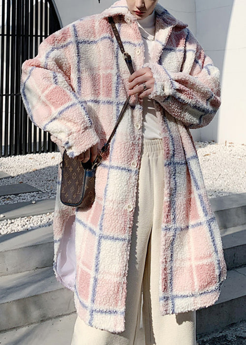 Luvik | Koko Vaaleanpunainen Peter Pan Kaulus Nappi Teddy Väärä turkki Takit miehille Talvi