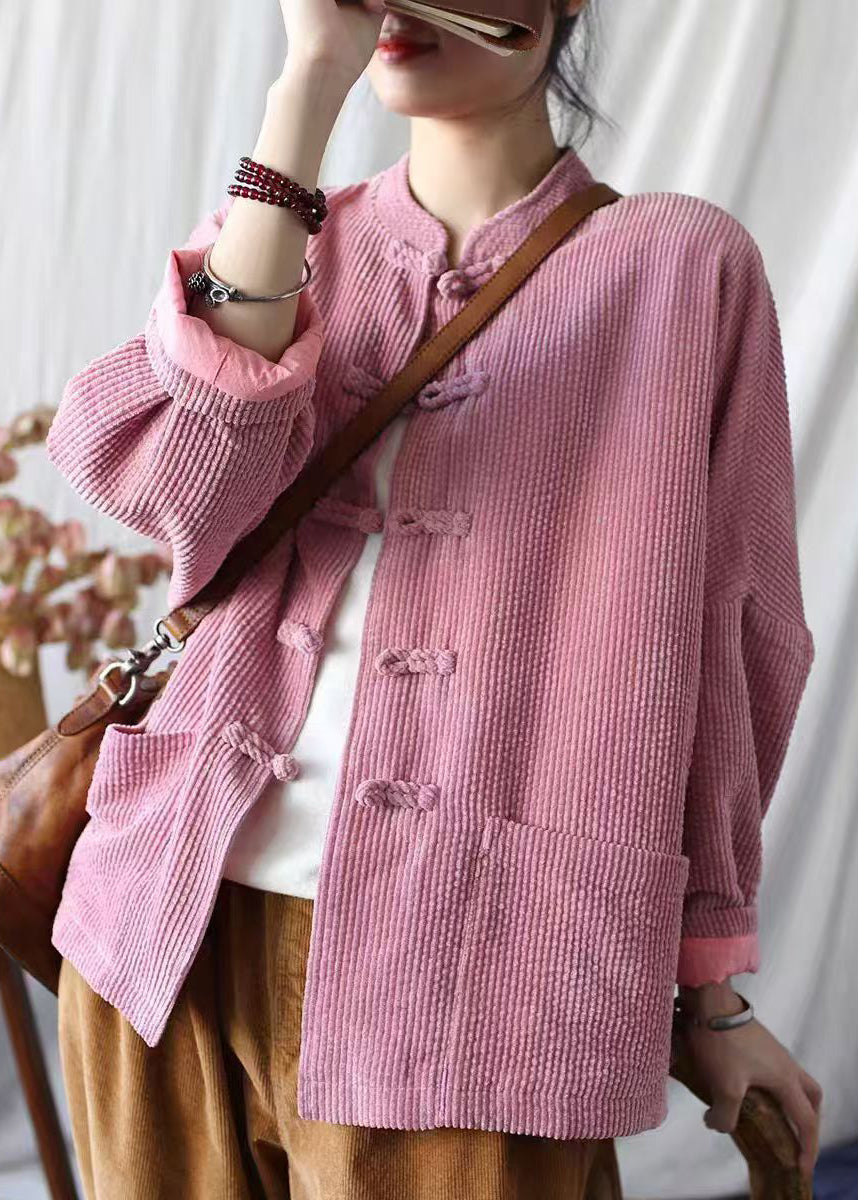 Luvik | Vintage Pink Hele Oppreist Krage Lommer Corduroy Jakker
