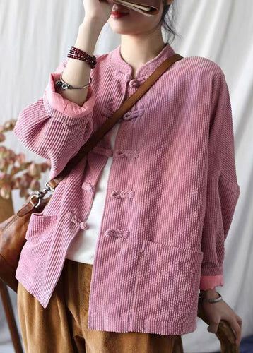 Luvik | Vintage Pink Hele Oppreist Krage Lommer Corduroy Jakker