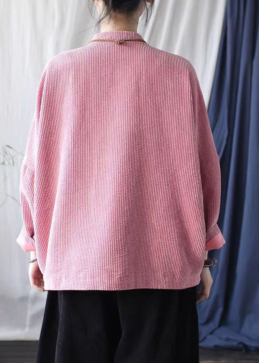 Luvik | Vintage Pink Koko Pystykaulus Taskut Corduroy Takit