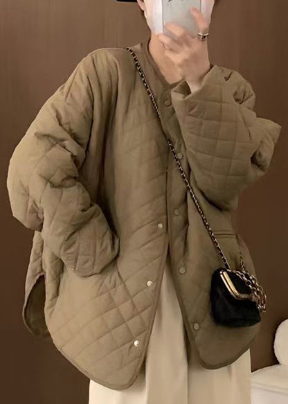 Luvik | Keltainen Vyötärö O Kaula Taskut Puuvilla Ohut Vanutakit