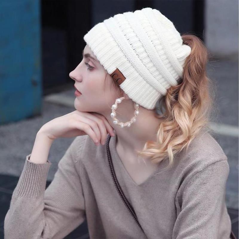 Soft Knit Ponytail Beanie Hat | Luvikno
