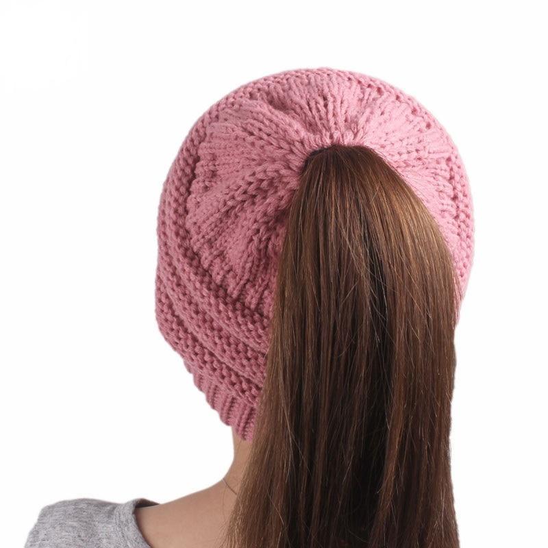 Soft Knit Ponytail Beanie Hat | Luvikno