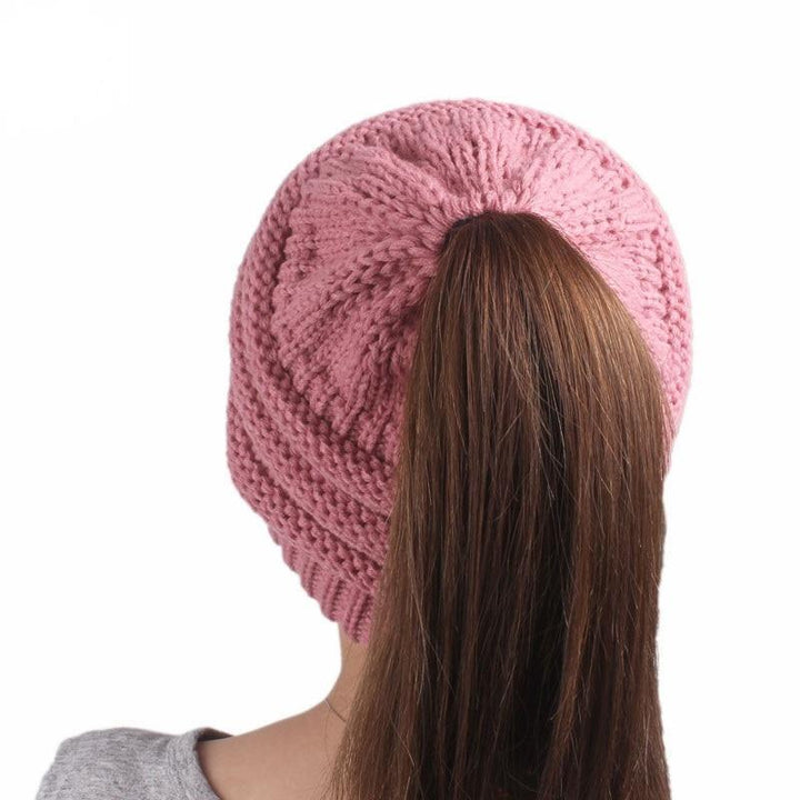 Soft Knit Ponytail Beanie Hat | Luvikno