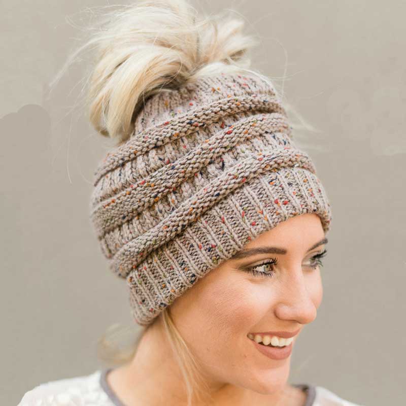 Soft Knit Ponytail Beanie Hat | Luvikno
