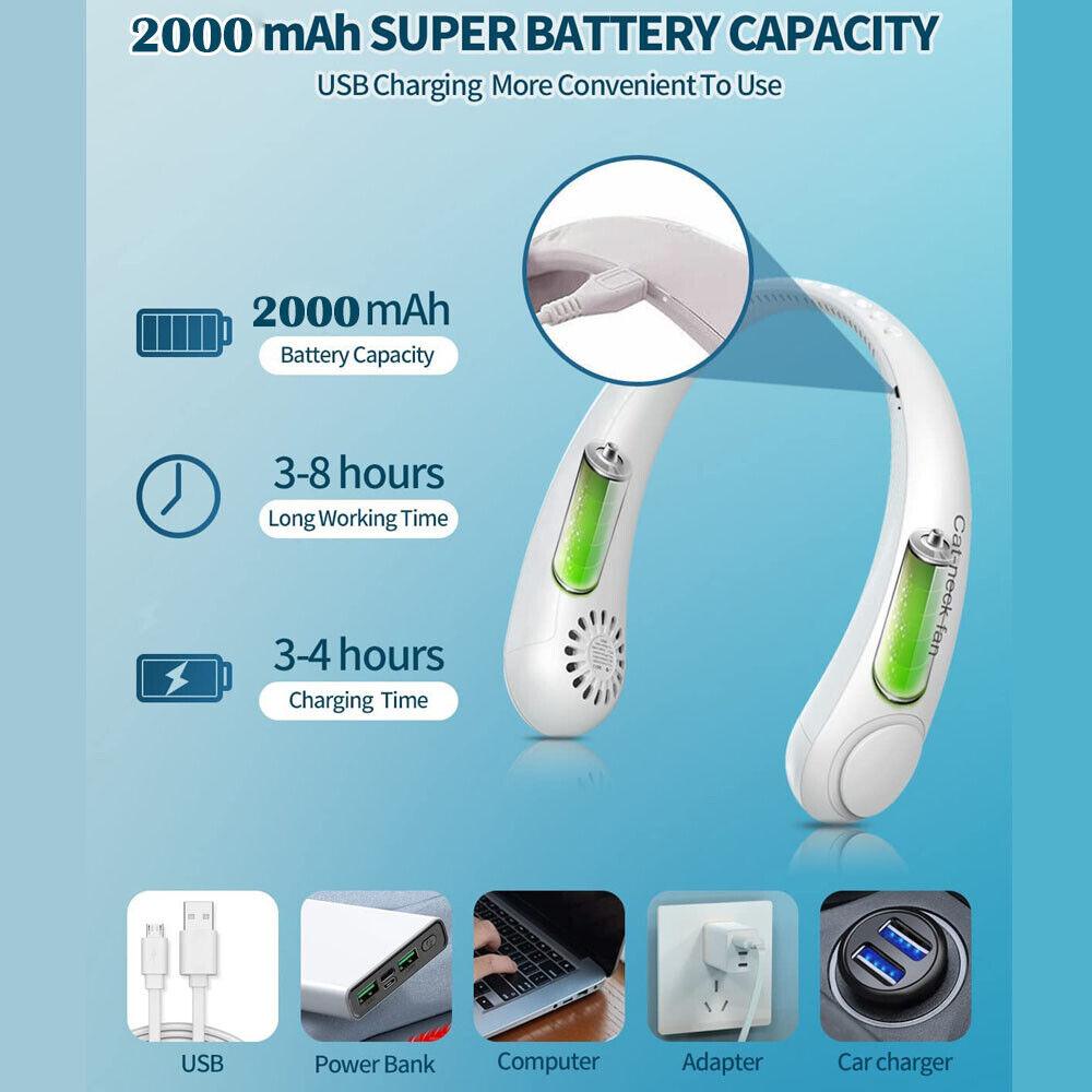 Best Neck Fan UK - Bærbar Nakkevifte Mini USB Oppladbar Faul Nakkerem Bladeless Kjøler | Luvikno