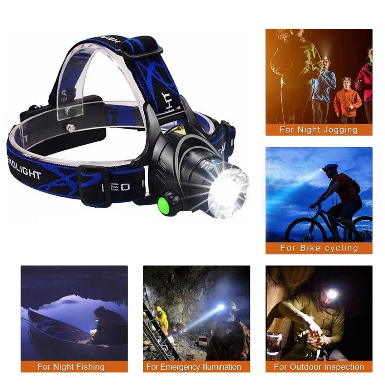 NightBeam Pro Hodelykt – Kraftig Oppladbar LED Hodelykt med Zoom og Vanntett Design | Luvikno