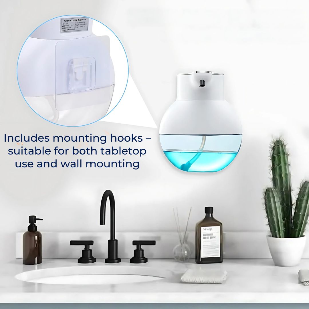 PureFoam | Berøringsfri Skumsåpe Dispenser – Infrarød Sensor – IPX5 Vannavvisende – USB Oppladbar Hygiene Luvikno