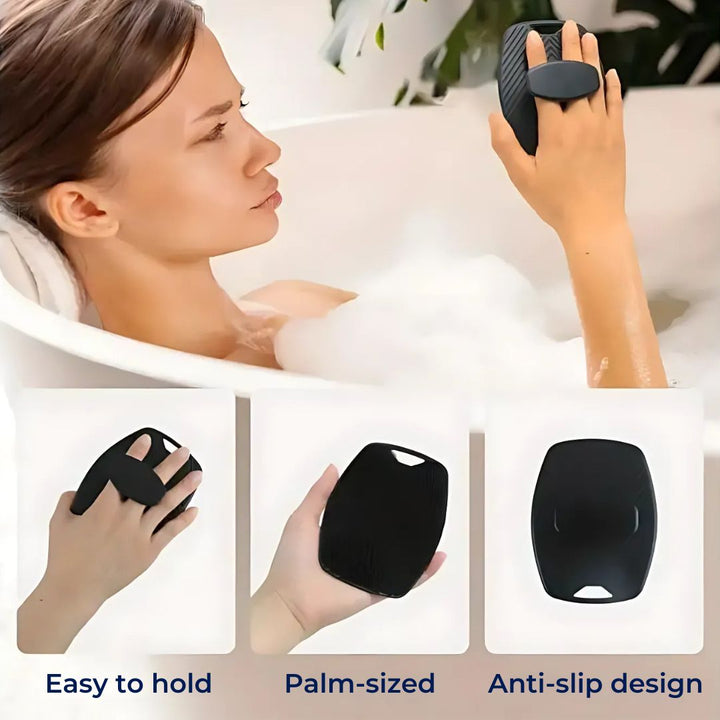 PureGlide | Silicon Kroppeskrubber – Antimikrobiell Eksfoliering – Hurtigtørkende Hygienisk Design – Følsom Hud Dushåndtering Luvikno