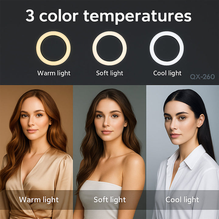 Ring light - 3 lysmoduser - QX-260 | Luvikno