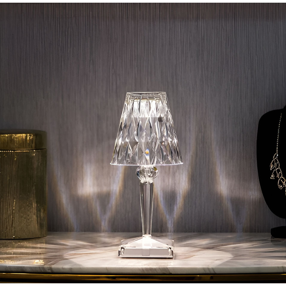Diamond Glow - Trådløs USB Krystall Skinne Nattbord Lampe | Luvikno