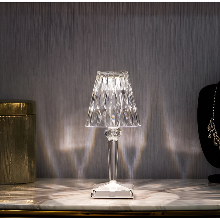 Diamond Glow - Trådløs USB Krystall Skinne Nattbord Lampe | Luvikno