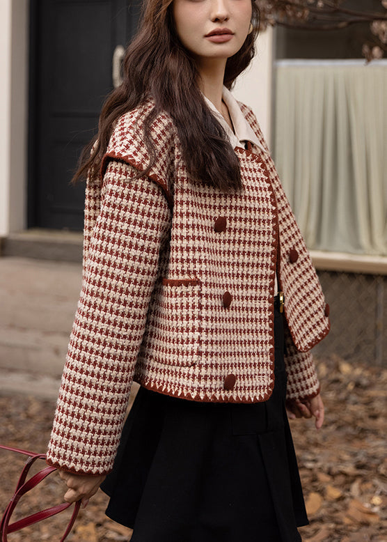 Luvik | Ruudullinen puuvillatakki, jossa on tilkkutaskut, napit ja pitkät hihat