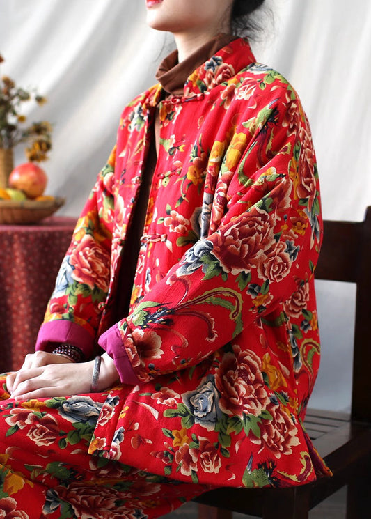 Luvik | Painettu puuvillatakki, jossa on kiinalainen nappi